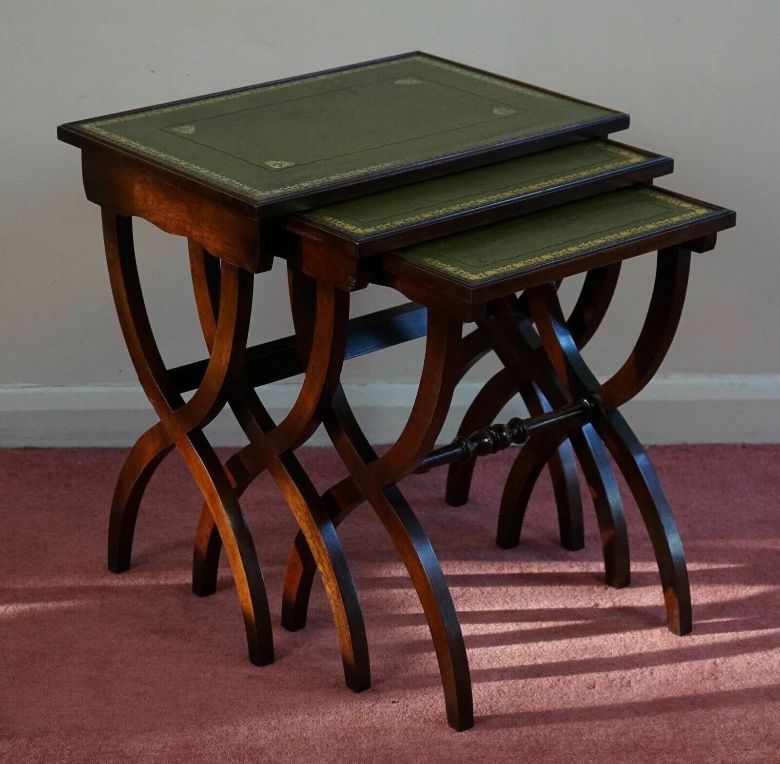 Antique George Lll Mahogany Nest Of Three Table photo furniture