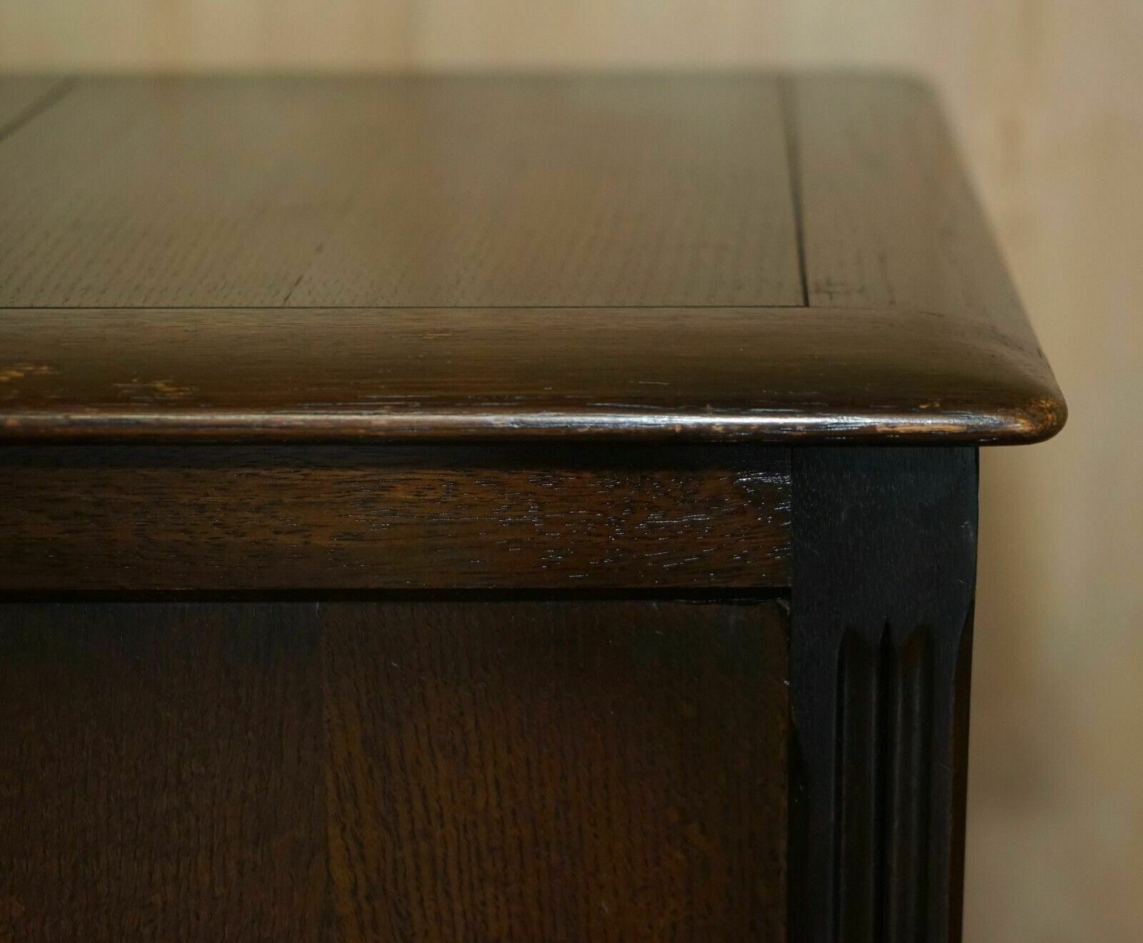 Vintage Jacobean Style English Oak Linen Trunk Or Chest For Clothes Toys Etc photo vintage