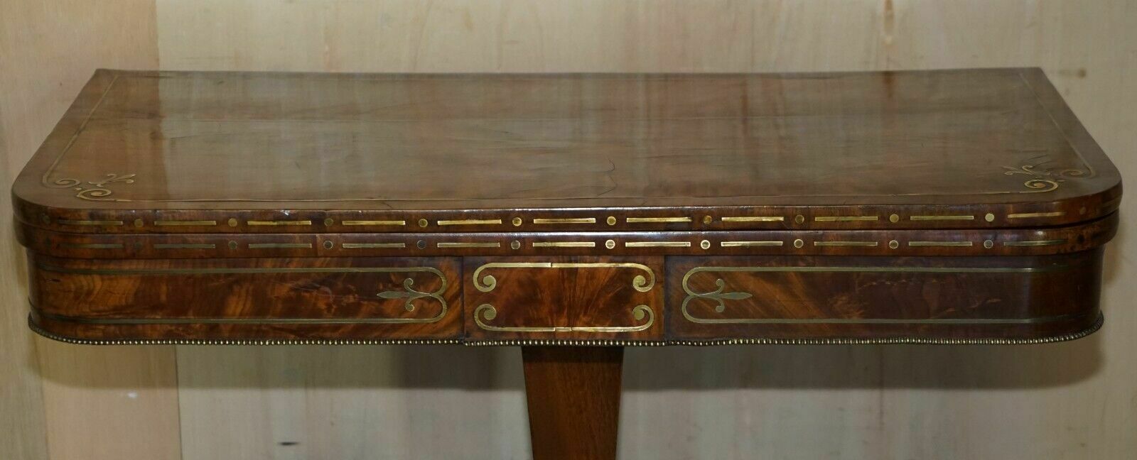 Restored Antique Regency Circa 1815 Mahogany & Brass Inlaid Card Games Table photo Furniture