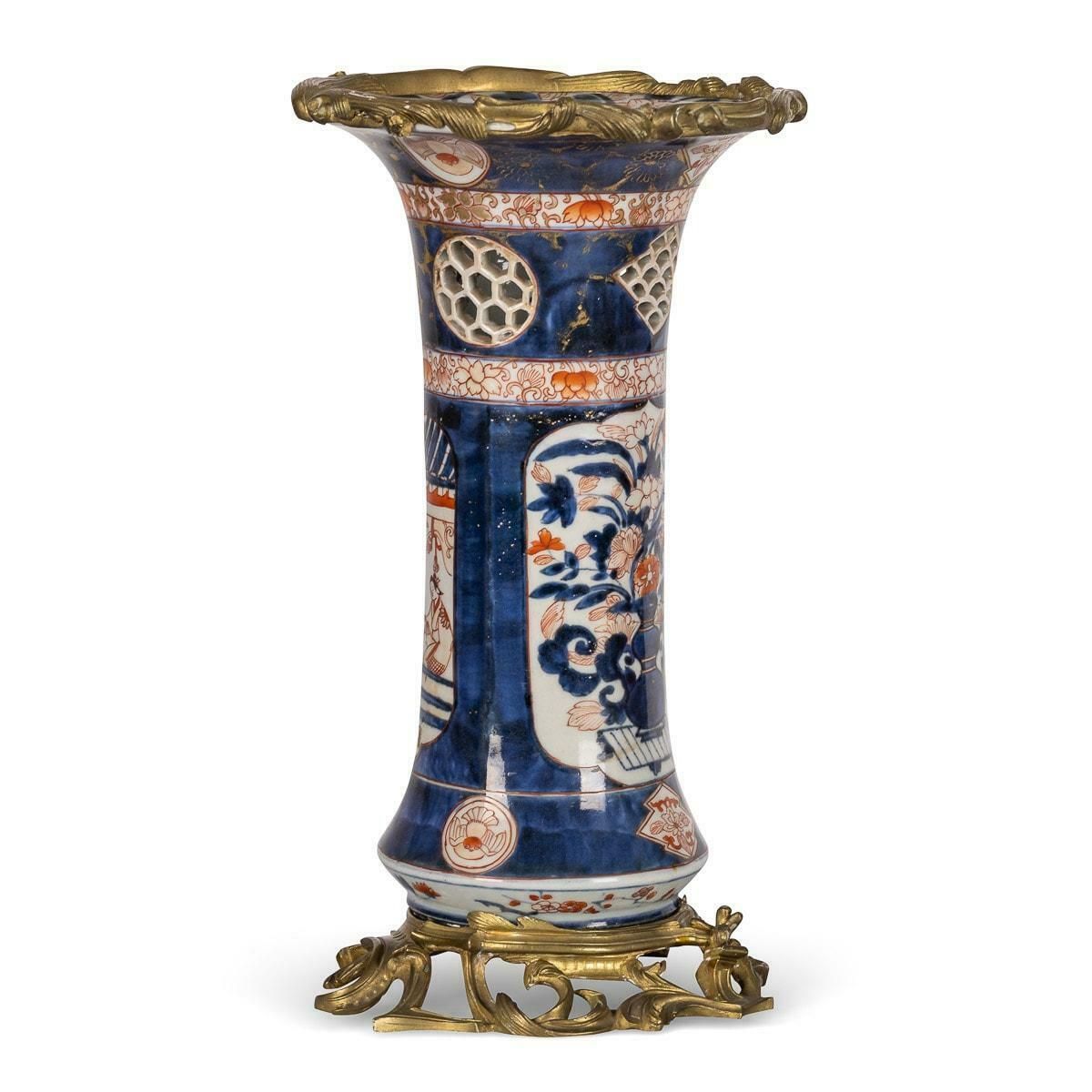 19th Century French Imari Style Porcelain Mounted Ormolu Vase, C.1880 photo furniture