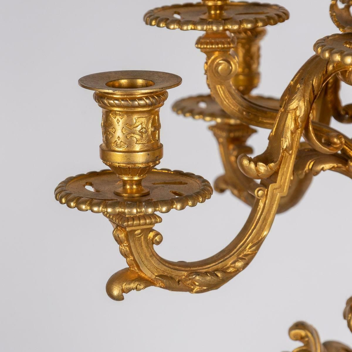 photo furniture 19th Century French Ormolu Mounted Rouge Griotte Nine Light Candelabra, C.1870