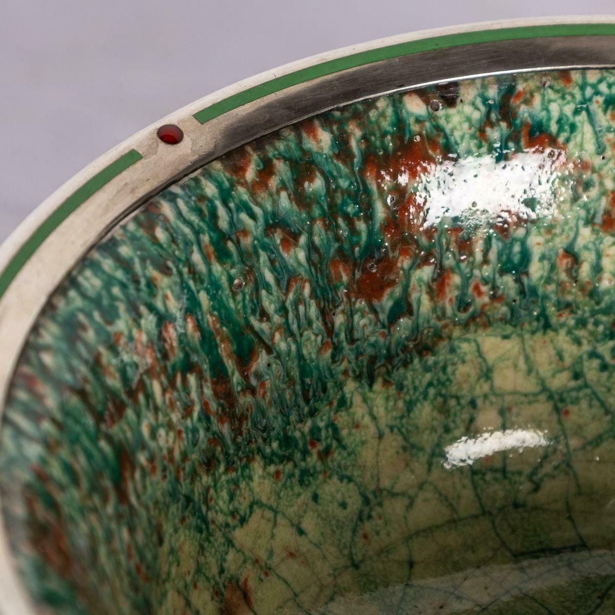 1495.0 20th Century French Flambé Glaze Pottery & Silver Mounted Bowl, C.1900 photo
