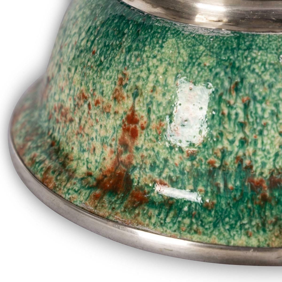 photo buy 20th Century French Flambé Glaze Pottery & Silver Mounted Bowl, C.1900