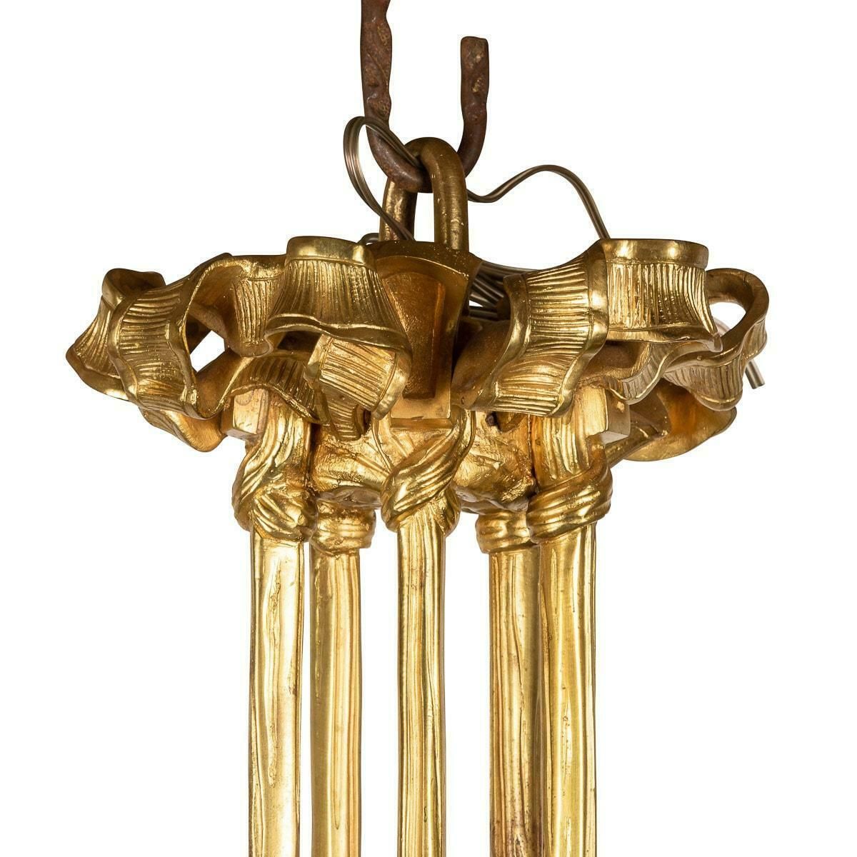 19th Century French Empire Ormolu Chandelier With Trumpet Light Fittings, C.1870 photo Lighting