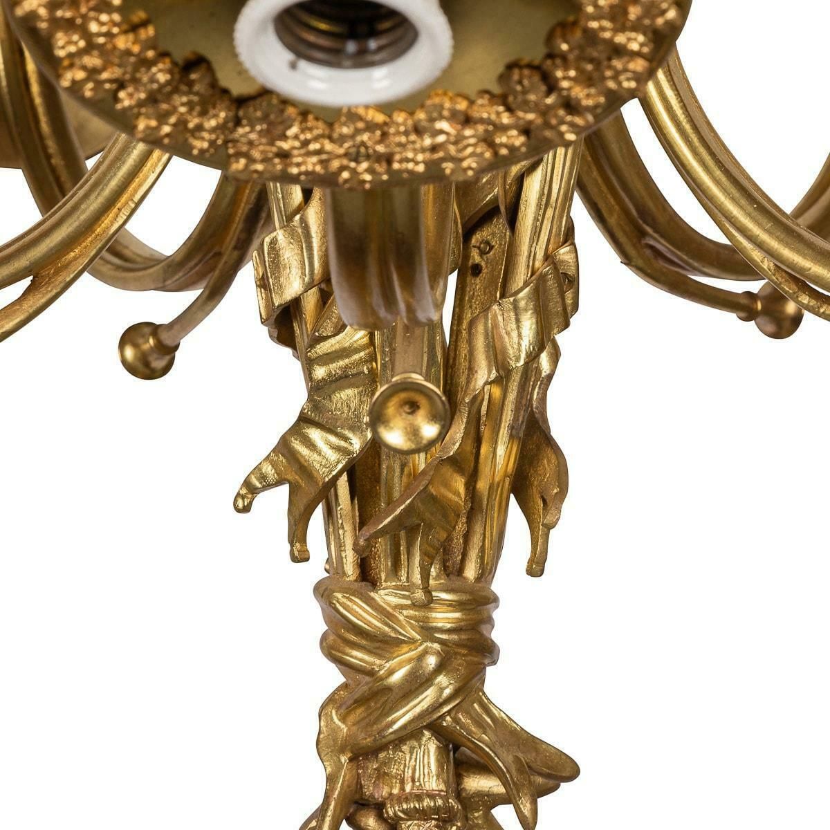 19th Century French Empire Ormolu Chandelier With Trumpet Light Fittings, C.1870 photo 3895.0
