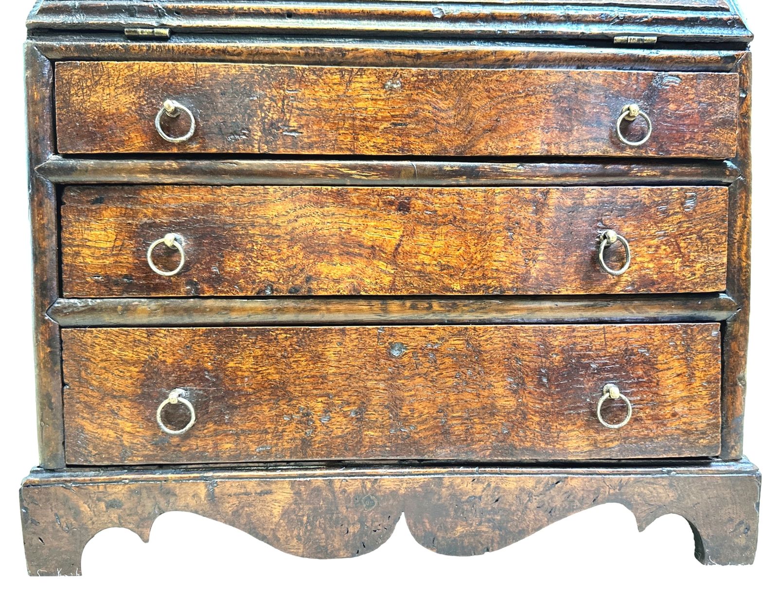 Georgian 18th Century Elm Table Top Bureau (England, Circa 1840) photo vintage