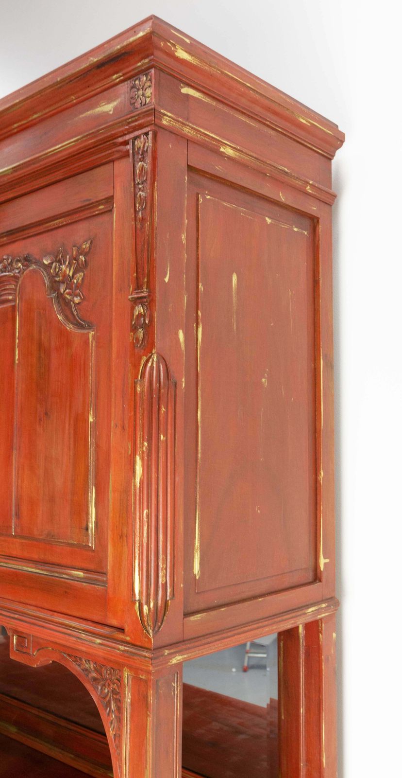 French Walnut Cabinet Deux Corps Buffet Red And Gold Patinated, Circa 1920 photo buy