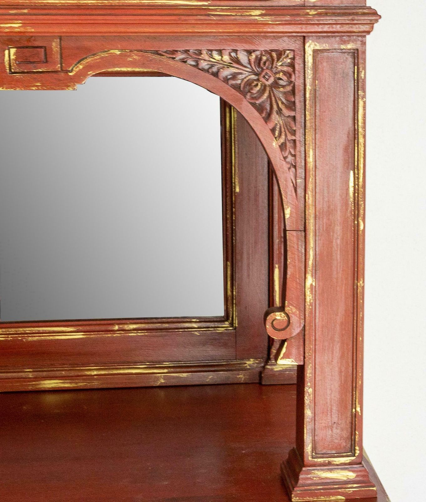 photo for sale French Walnut Cabinet Deux Corps Buffet Red And Gold Patinated, Circa 1920