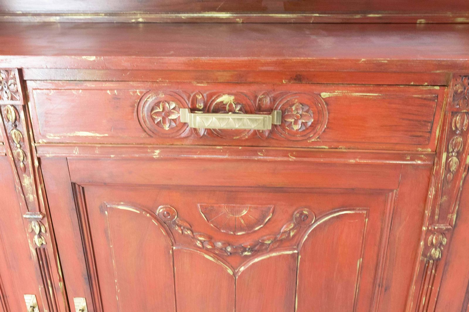 photo buy French Walnut Cabinet Deux Corps Buffet Red And Gold Patinated, Circa 1920