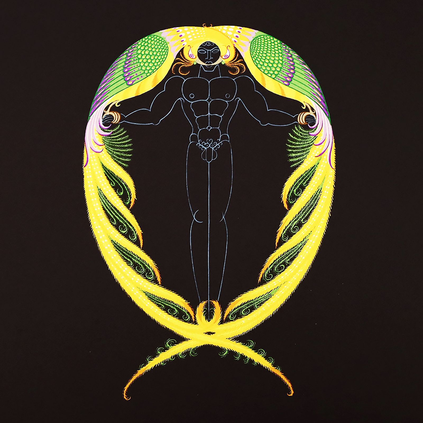 Rare Artist Proof Letter ‘Q’ Erté (Romain De Tirtoff)  Alphabet Limited Edition Serigraph Print From 1976