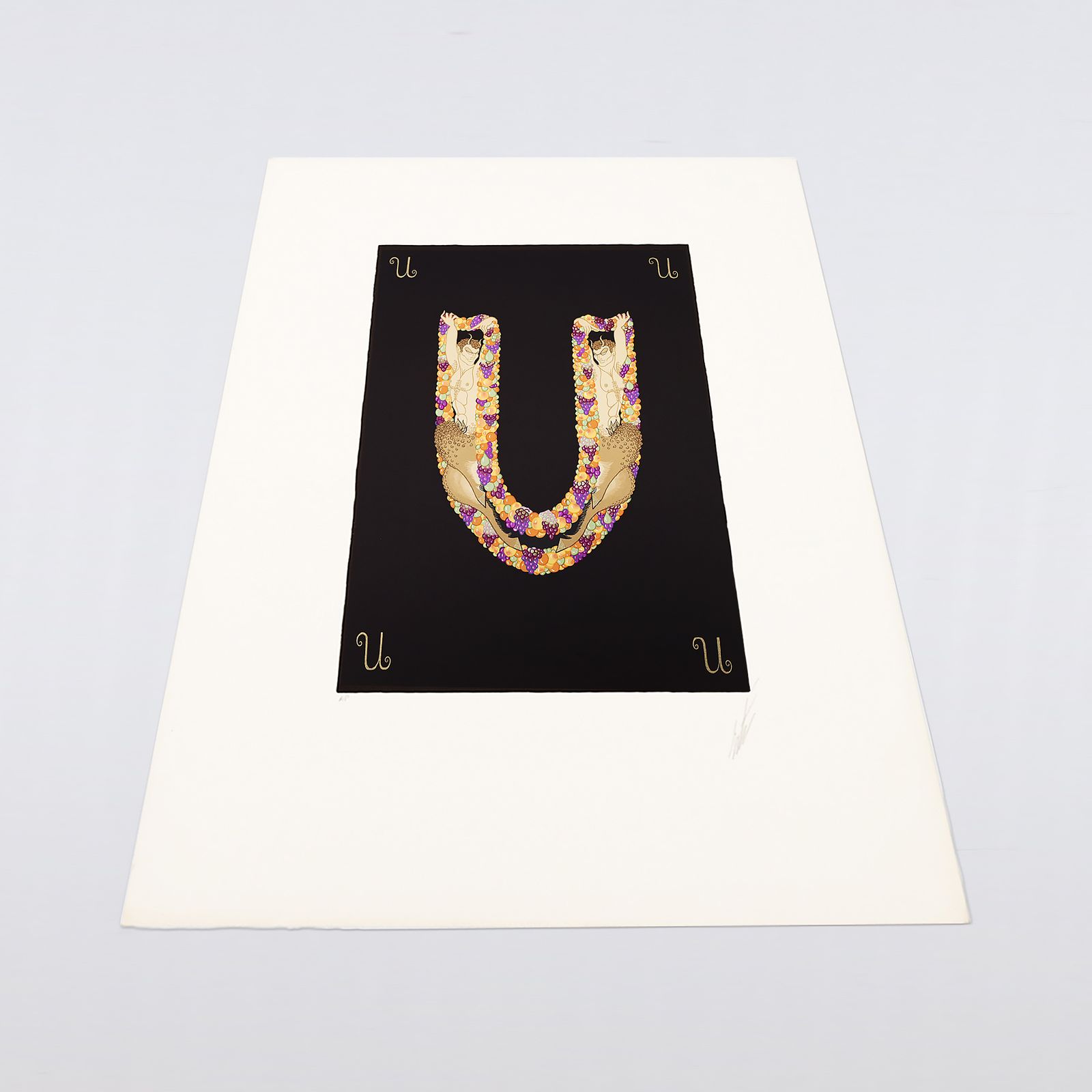 Rare Artist Proof Letter ‘U’ Erté (Romain De Tirtoff)  Alphabet Limited Edition Serigraph Print From 1976 photo Art
