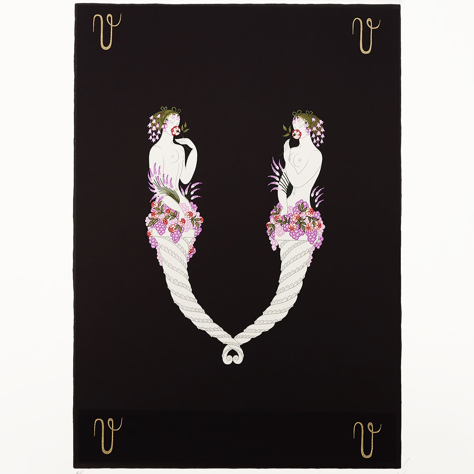 Rare Artist Proof Letter ‘V’ Erté (Romain De Tirtoff)  Alphabet Limited Edition Serigraph Print From 1976 photo furniture