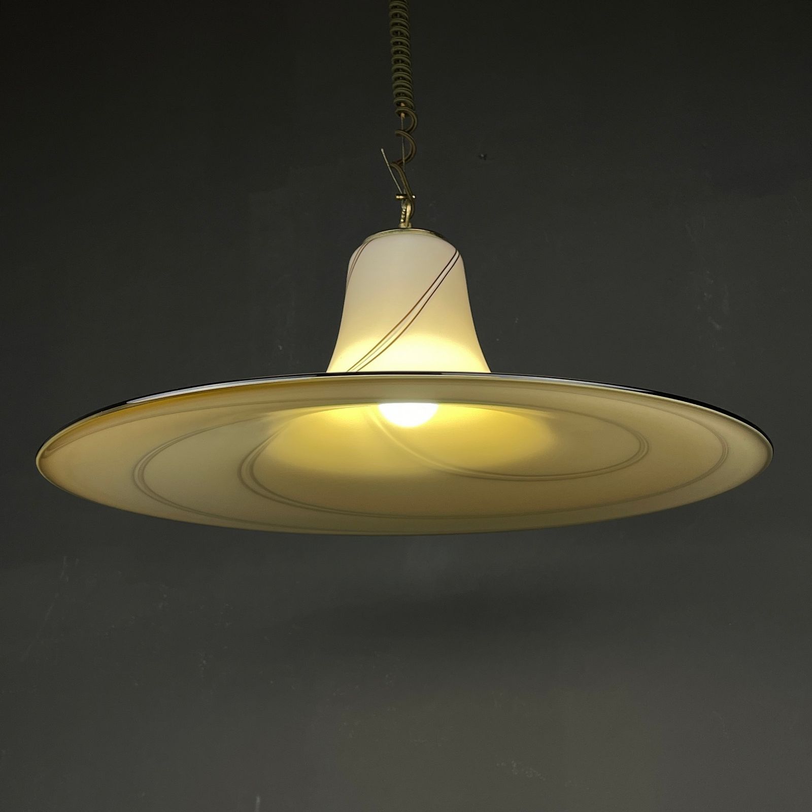 Vintage Beige Murano Glass Pendant Lamp Italy 1970s photo Lighting