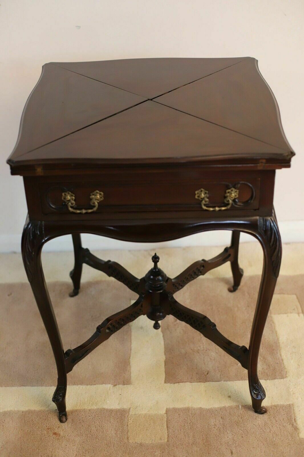 An Edwardian Mahogany Envelope Card Table By Allen & Appleyard photo furniture