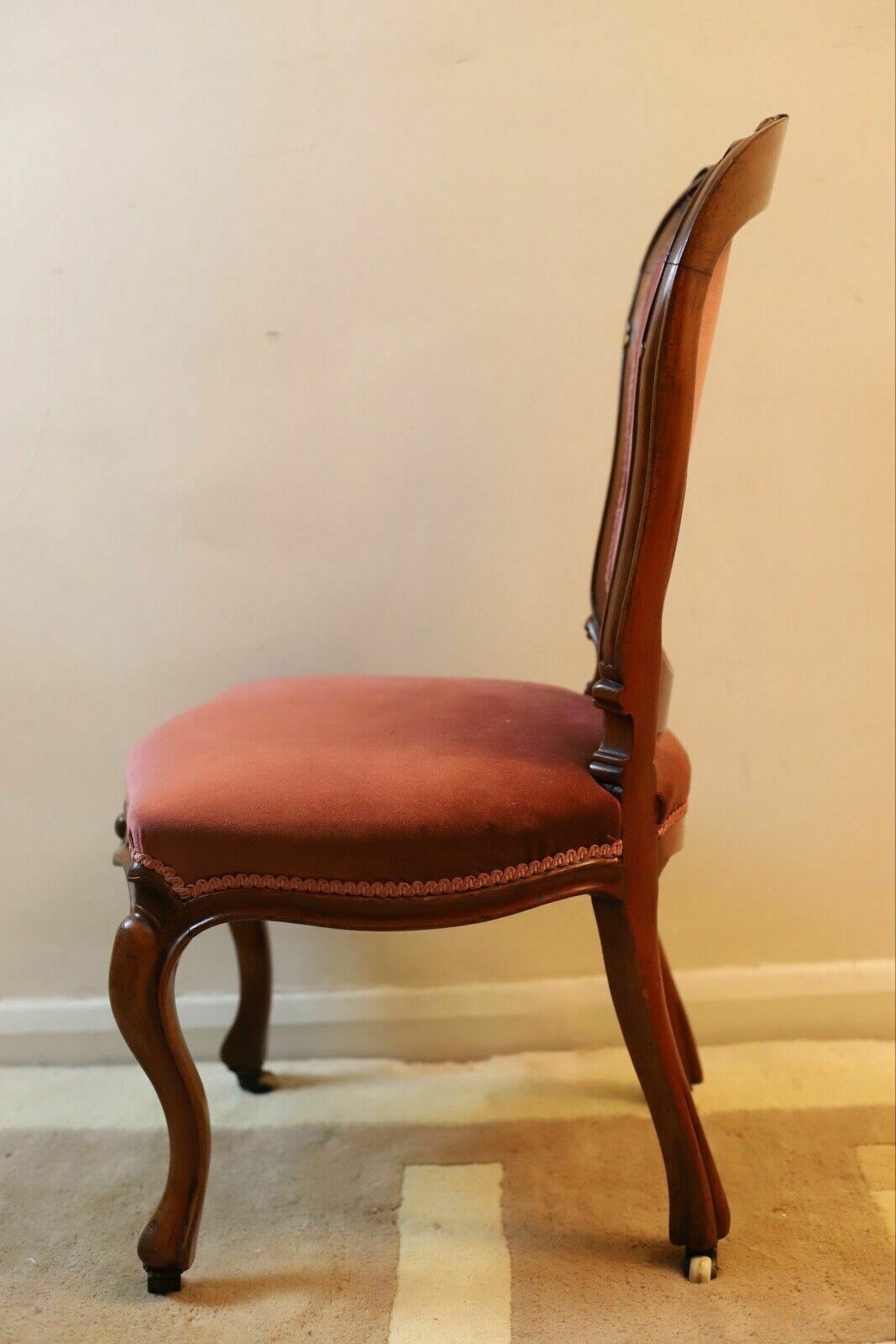 Furniture A 19th Century Continental Carved Walnut Show Frame Dining Chair photo