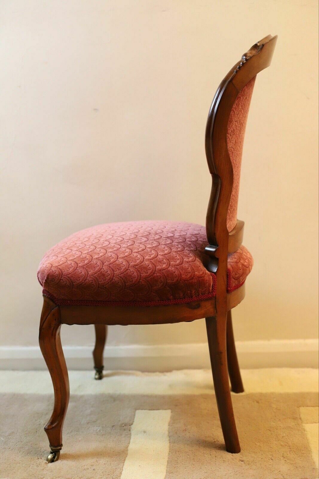 A 19th Century Continental Carved Walnut Show Frame Dining Chair photo for sale