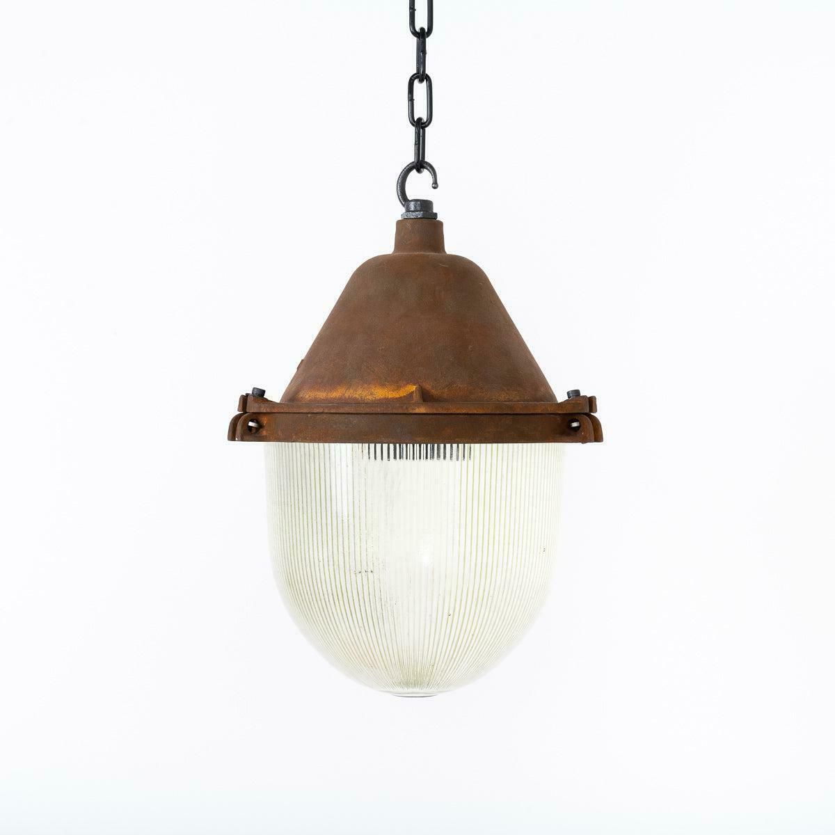 Xl Extreme Rusted Industrial Pendant Lights With Prismatic Glass