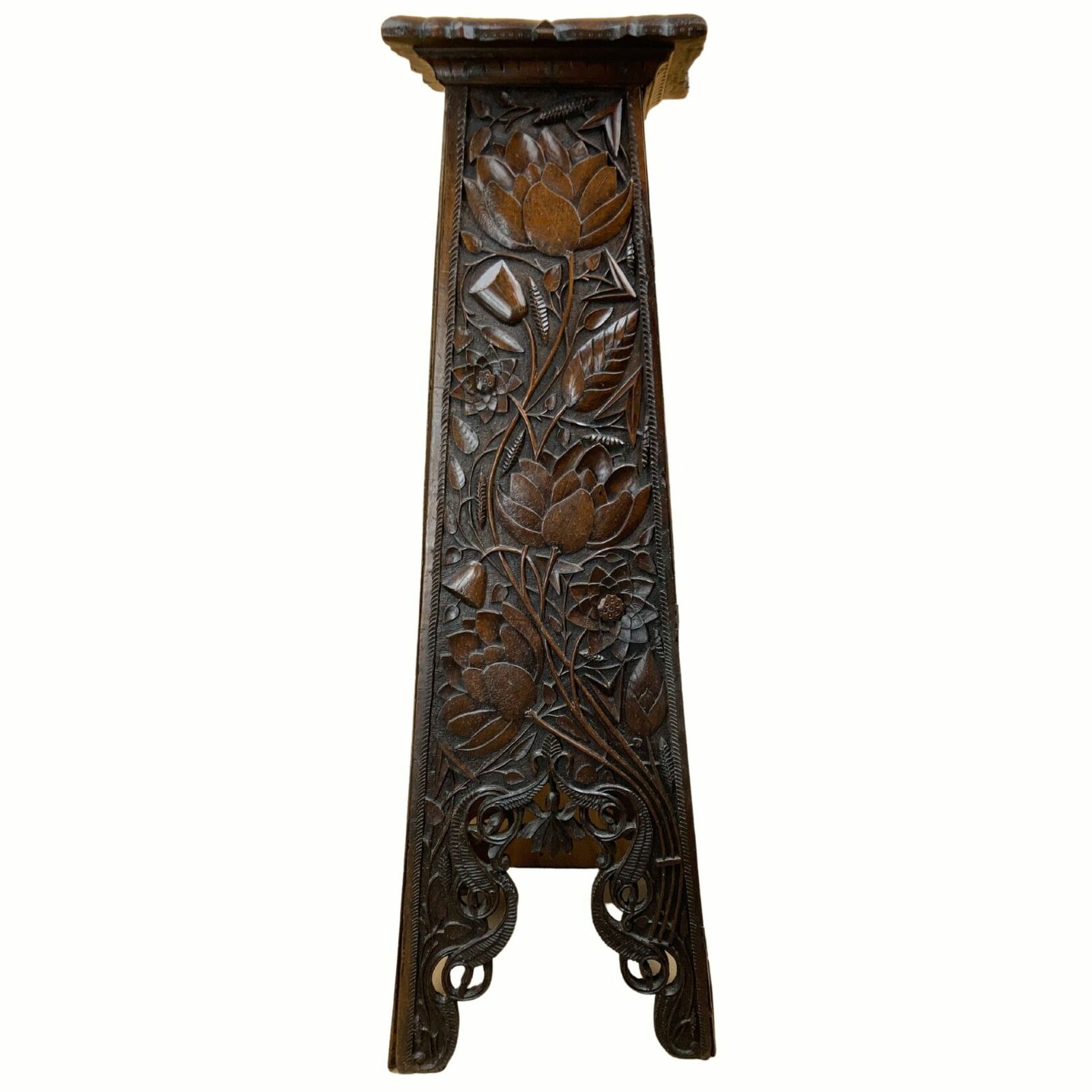 Arts And Crafts Hand Carved Pedestal, England Ca 1880 photo vinterior