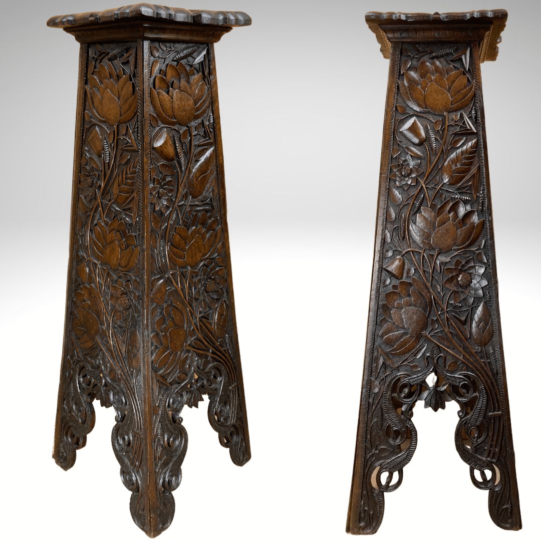 Arts And Crafts Hand Carved Pedestal, England Ca 1880 photo buy