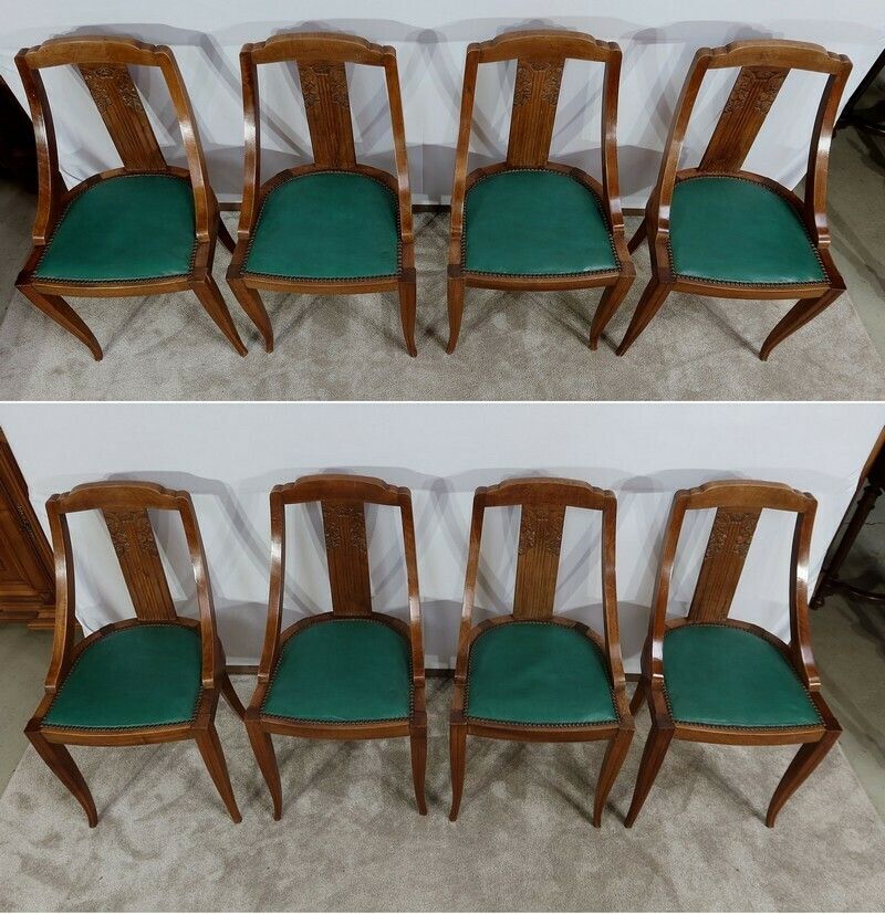 Suite Of 8 Gondola Chairs In Solid Walnut, Art Deco – 1930 photo 4944.0