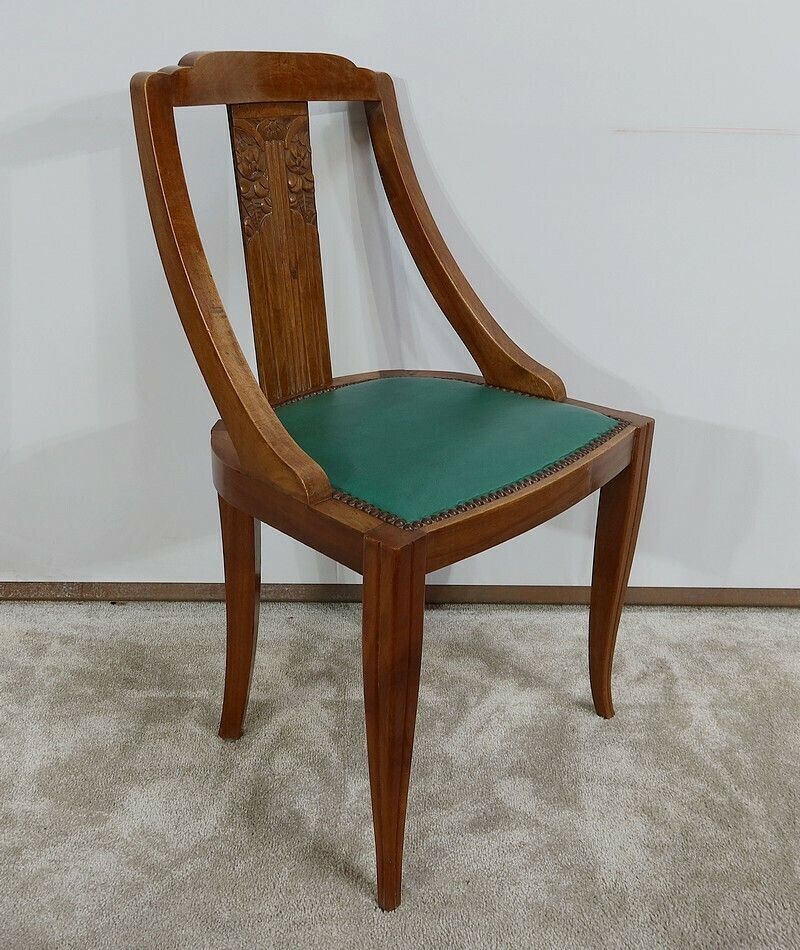 photo furniture Suite Of 8 Gondola Chairs In Solid Walnut, Art Deco – 1930