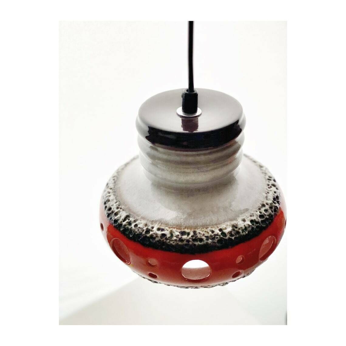 Herda Ceramic Volcanic Lava Ufo 3 Light Pendant Amsterdam, 1970s, Space Age,Mid Century Modern Lighting