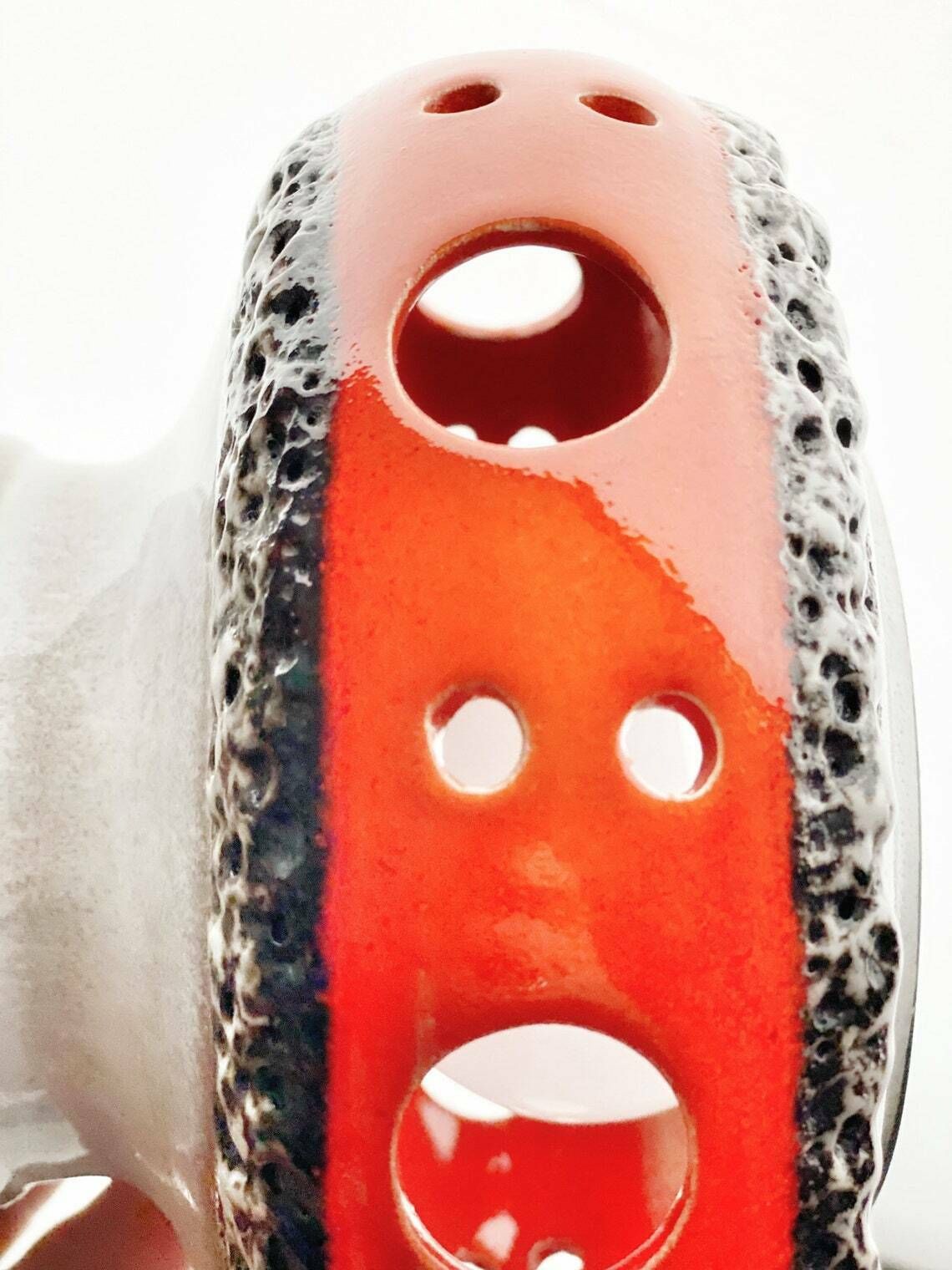 Herda Ceramic Volcanic Lava Ufo 3 Light Pendant Amsterdam, 1970s, Space Age,Mid Century Modern Lighting photo vinterior