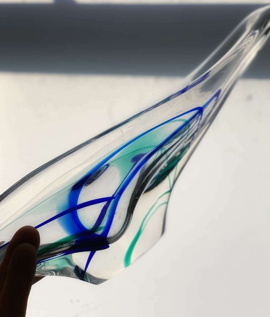 Vintage Glass Bowl By Max Verboeket For Maastricht Kristalunie, 1960s Blue Green, And Clear Glass photo vintage