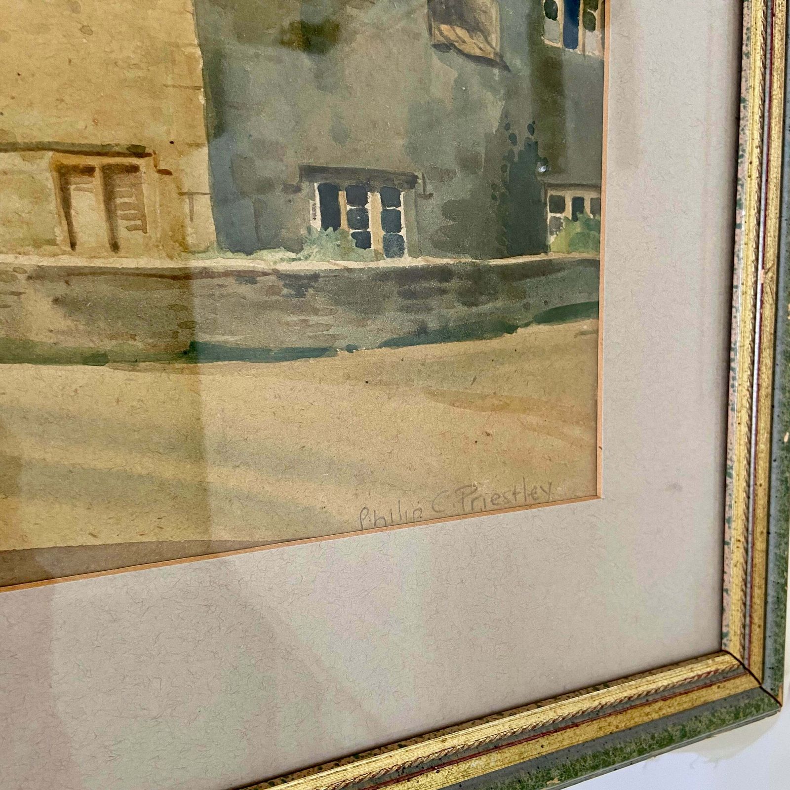 Original Framed Watercolour Of A Cotswold Stone House photo furniture