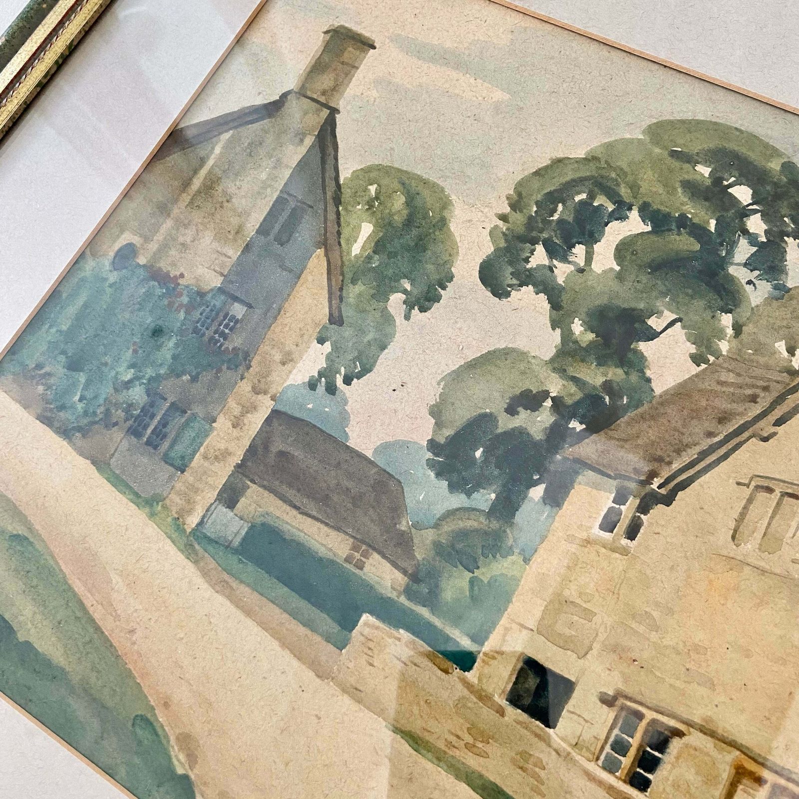 Original Framed Watercolour Of A Cotswold Stone House photo for sale
