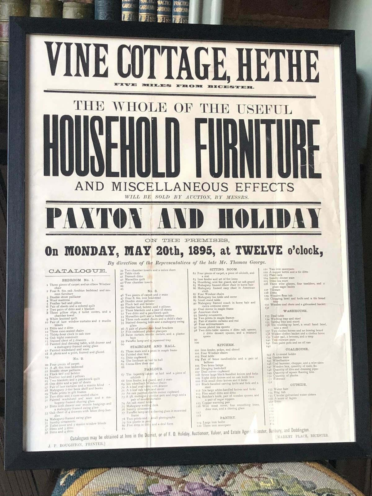 Framed Bill Poster For Household Contents, Hethe