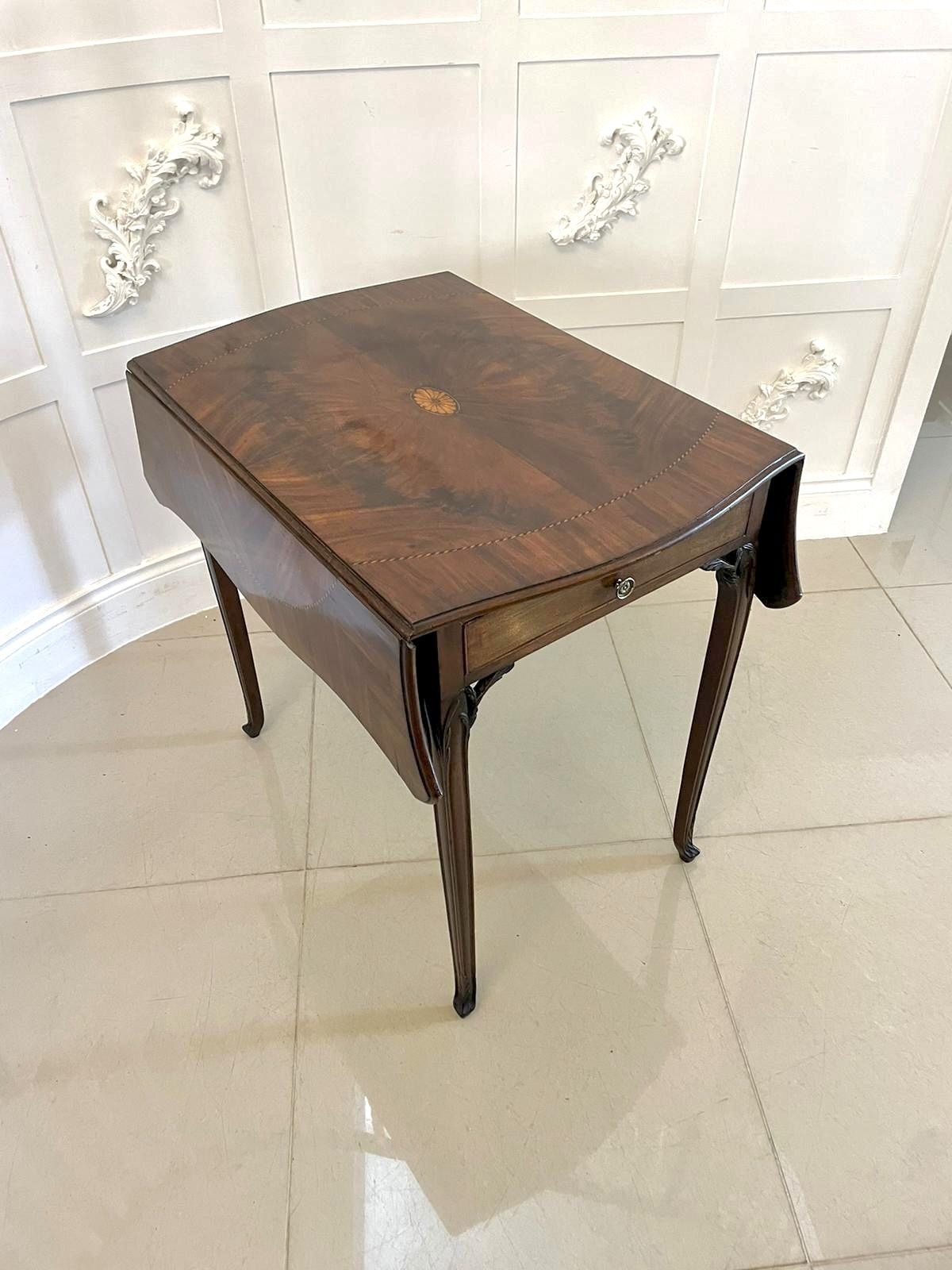Antique 18th Century Quality Mahogany Inlaid Butterfly Pembroke Table
