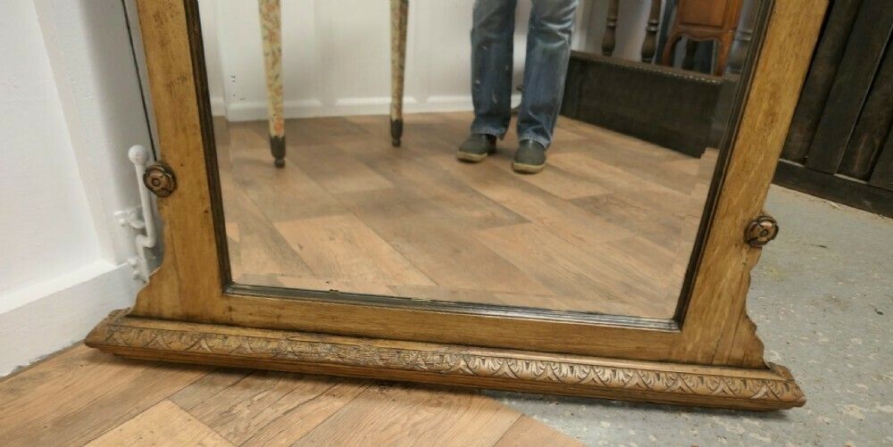 A Large Arts And Crafts 19th Century Light Oak Over Mantle Mirror photo vinterior