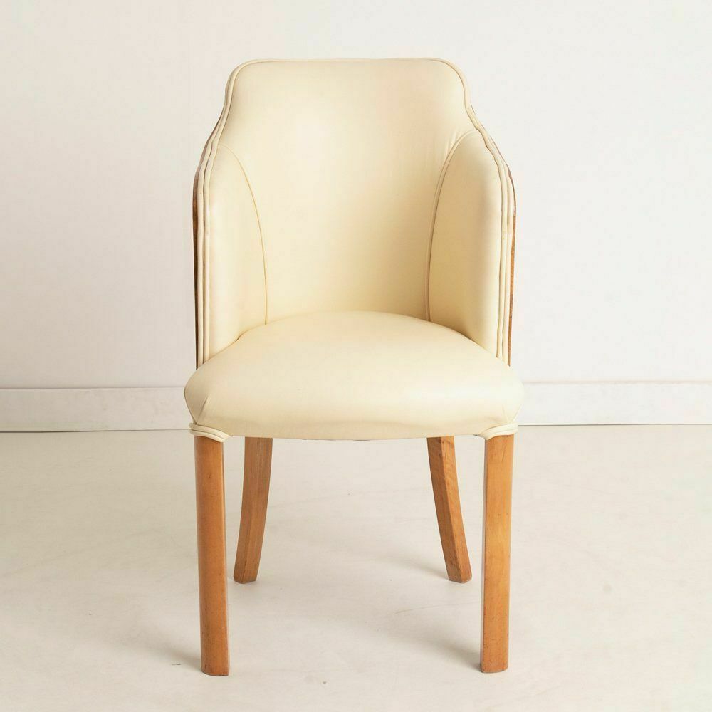 Pair Of Burr Maple British Art Deco Salon Chairs By Hille C.1930 photo furniture