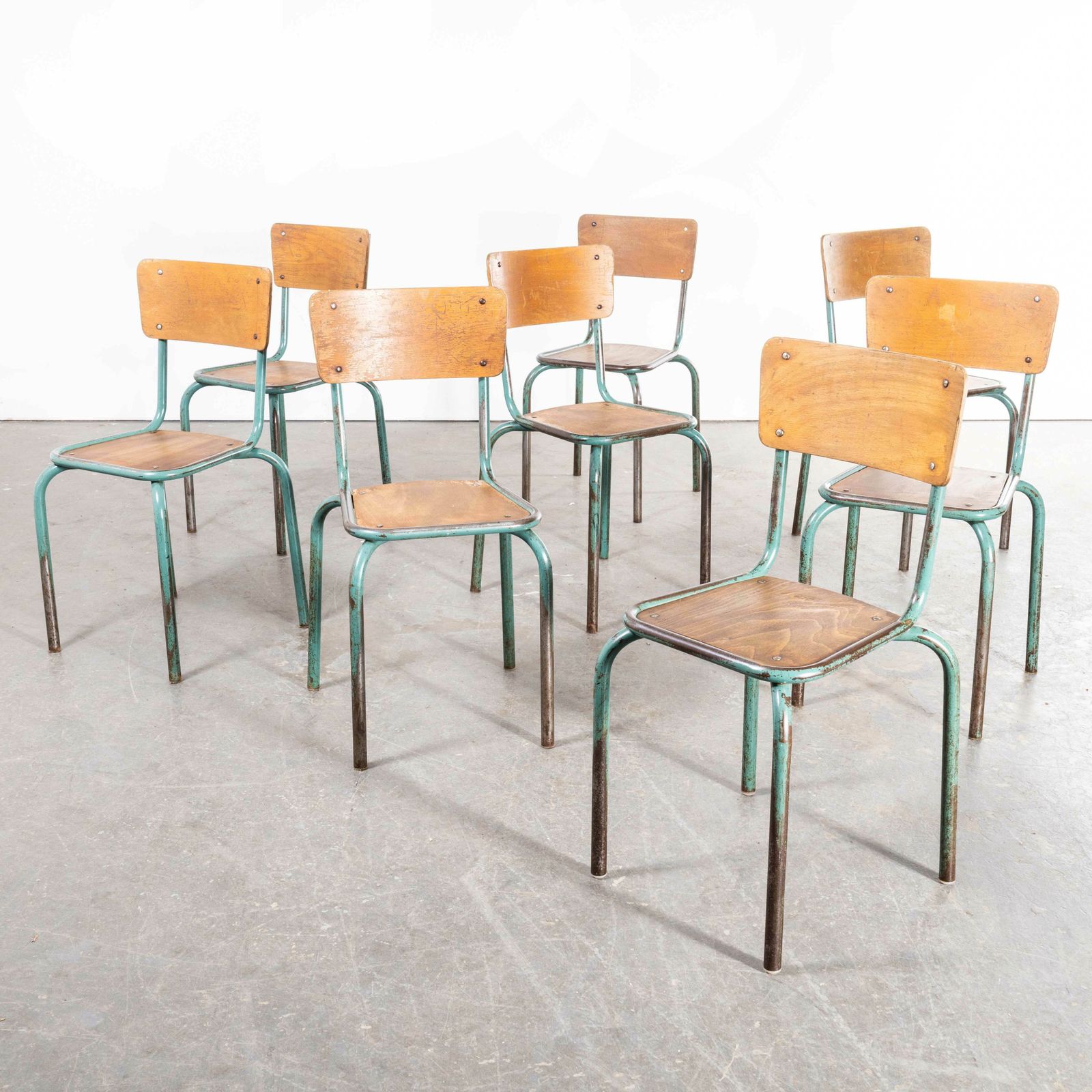 1950’s French Mullca Framed Seat Dining Chairs – Set Of Eight