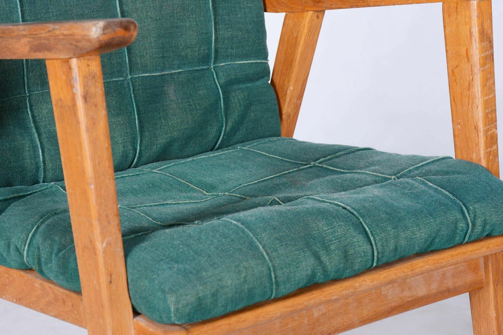 Original Oak Midcentury Armchair By Jan Vanek, Revived Polish, Czechia, 1950s photo Furniture