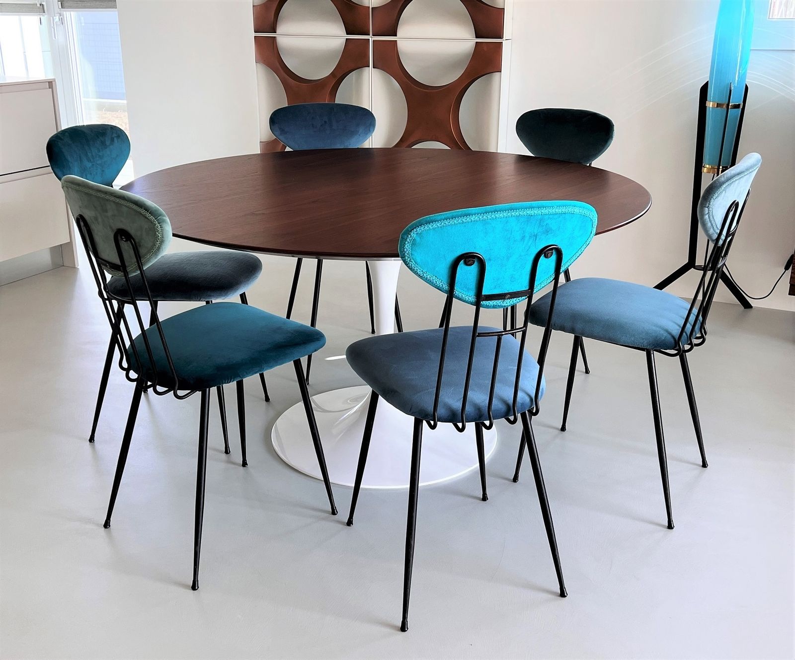 photo buy Italian Midcentury Dining Or Kitchen Chairs Re Upholstered In Velvet, 1960s