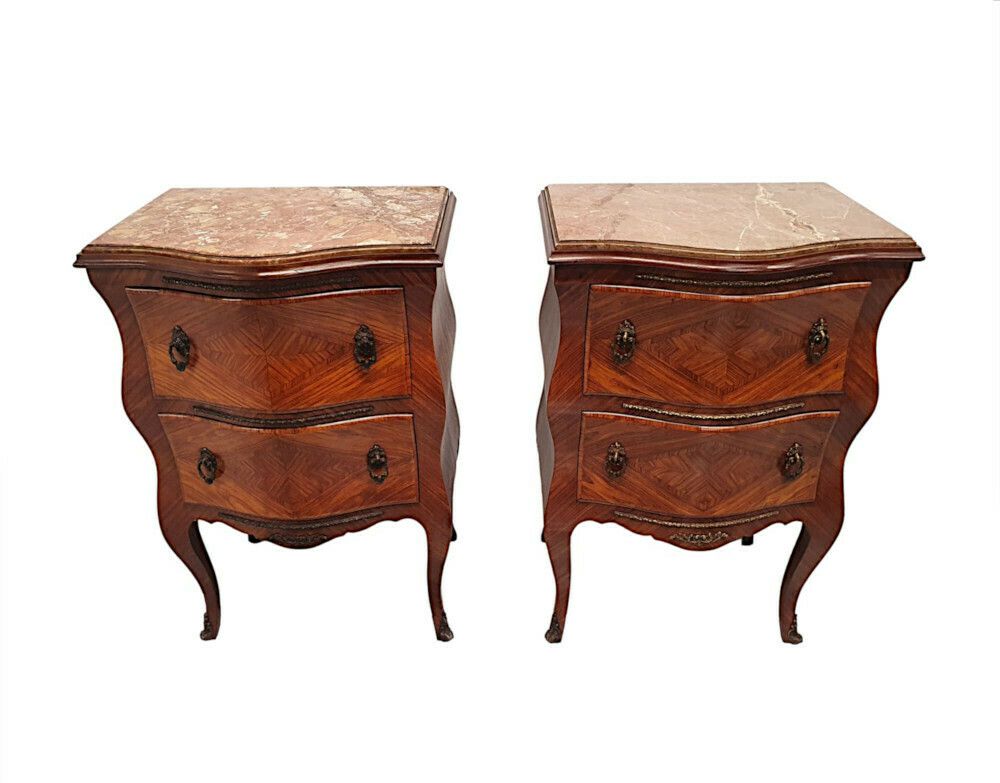 A Very Fine 19th Century Pair Of Large Marble Top Chests