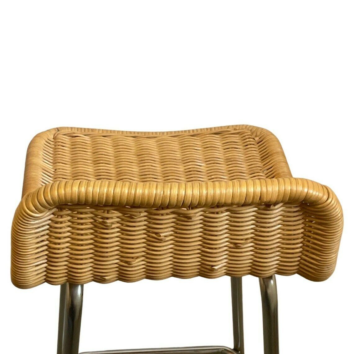 Dirk Van Sliedrecht  Rohe Noordwolde  Bar Stool With Wicker  Rattan Seat  In Great Condition Multiple In Stock photo vinterior