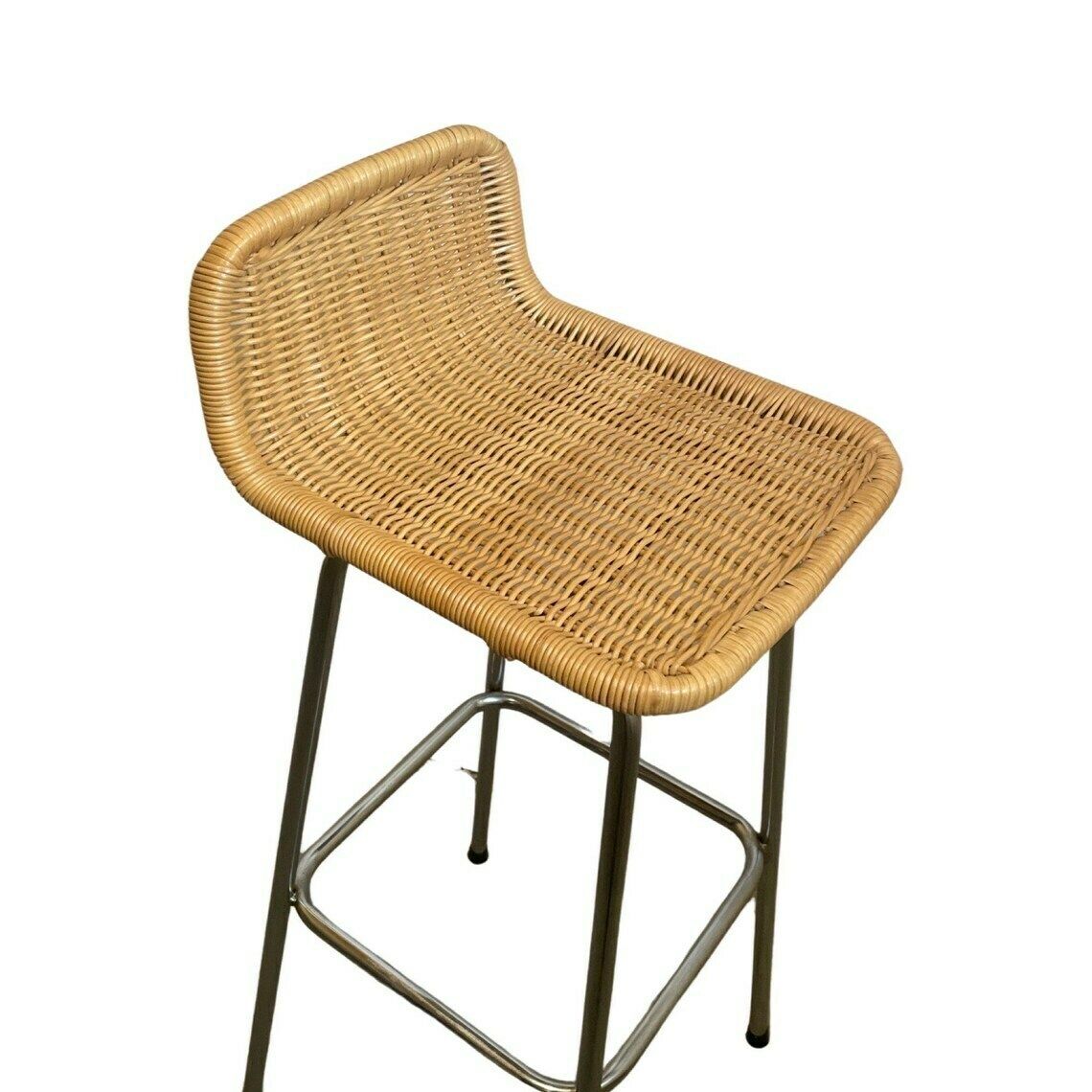 Dirk Van Sliedrecht  Rohe Noordwolde  Bar Stool With Wicker  Rattan Seat  In Great Condition Multiple In Stock photo vintage