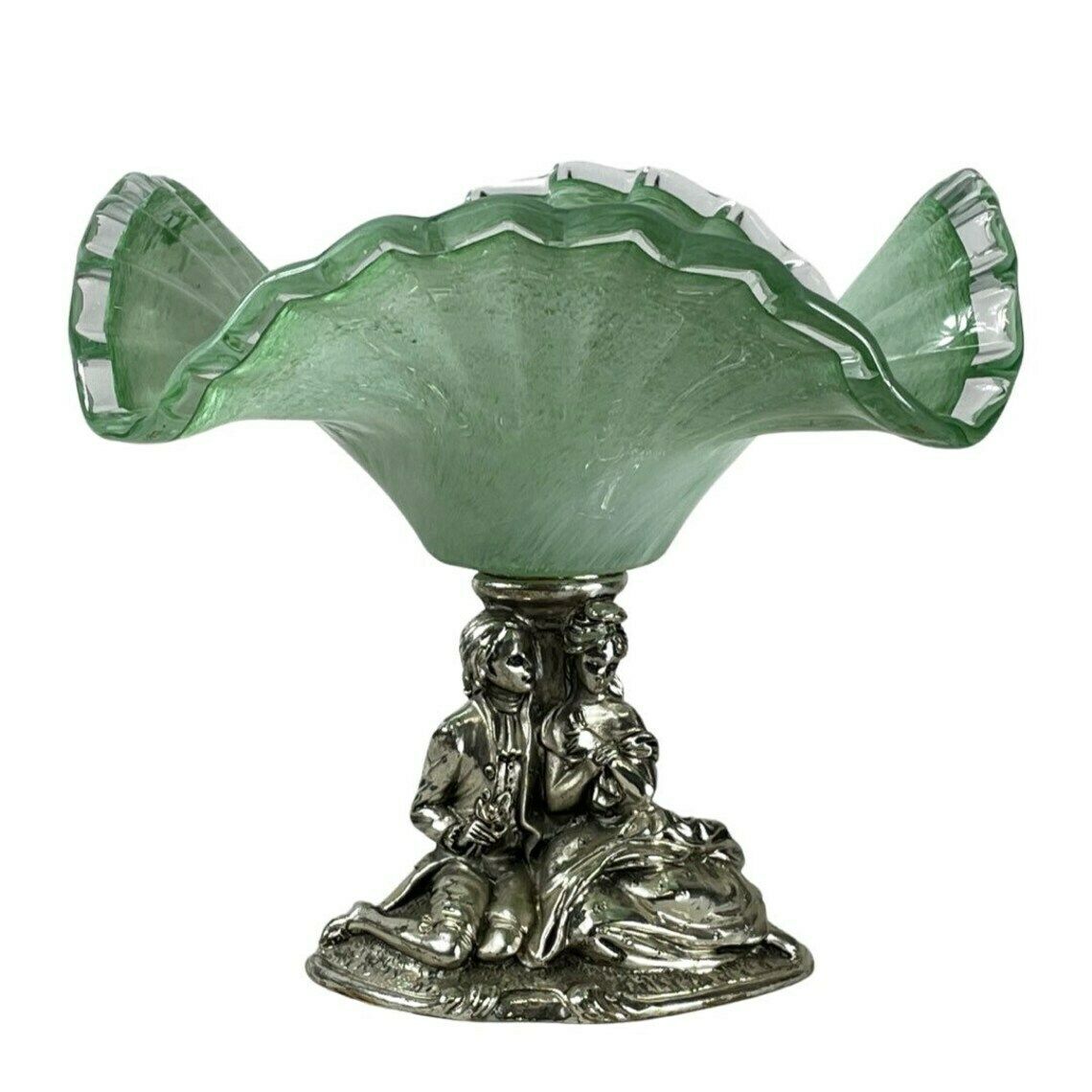 La Meridiana Italy Glass Bowl On Silver Base With A Romantic Scene Original Stamp On The Glass photo buy