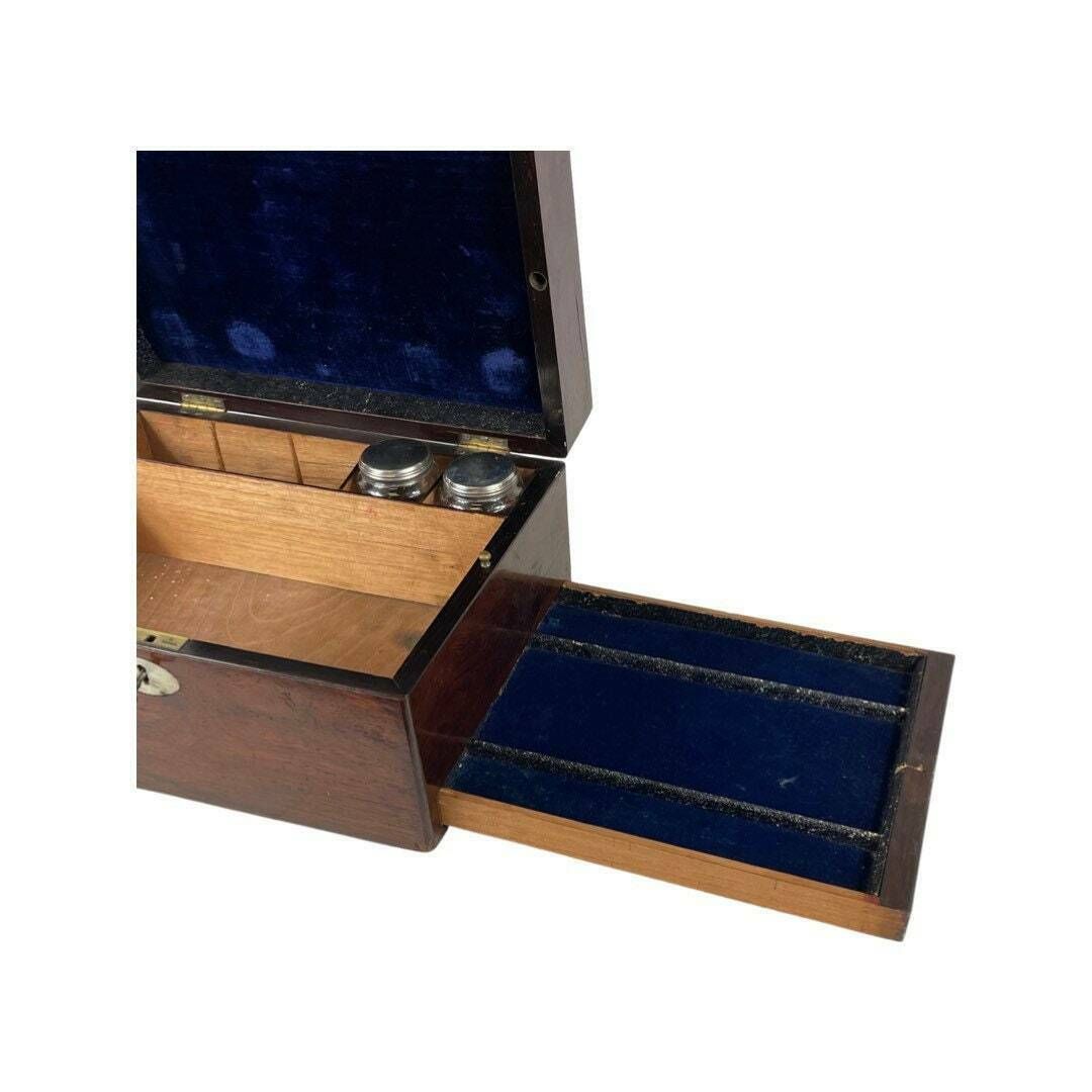 19th C Fine English Mahogany Fineer Writing Box   100% Complete + Secret Drawers photo 430.0