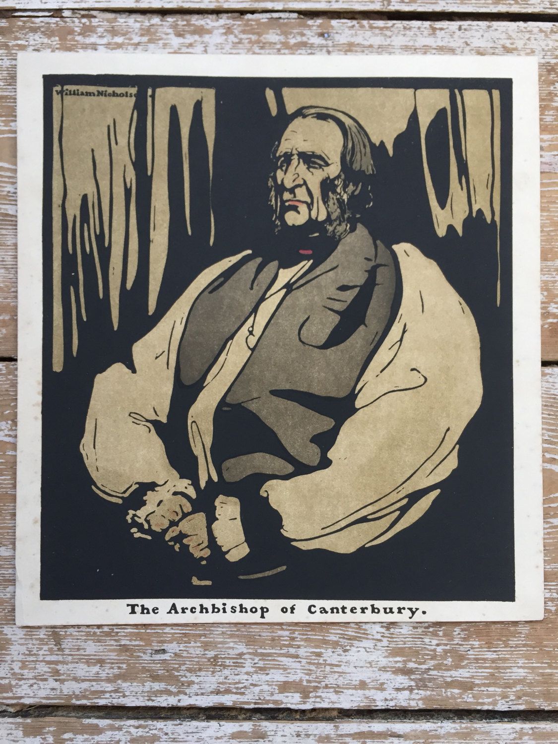 Sir William Nicholson Chromolithograph Portrait Of DR Temple, Archbishop Of Canterbury