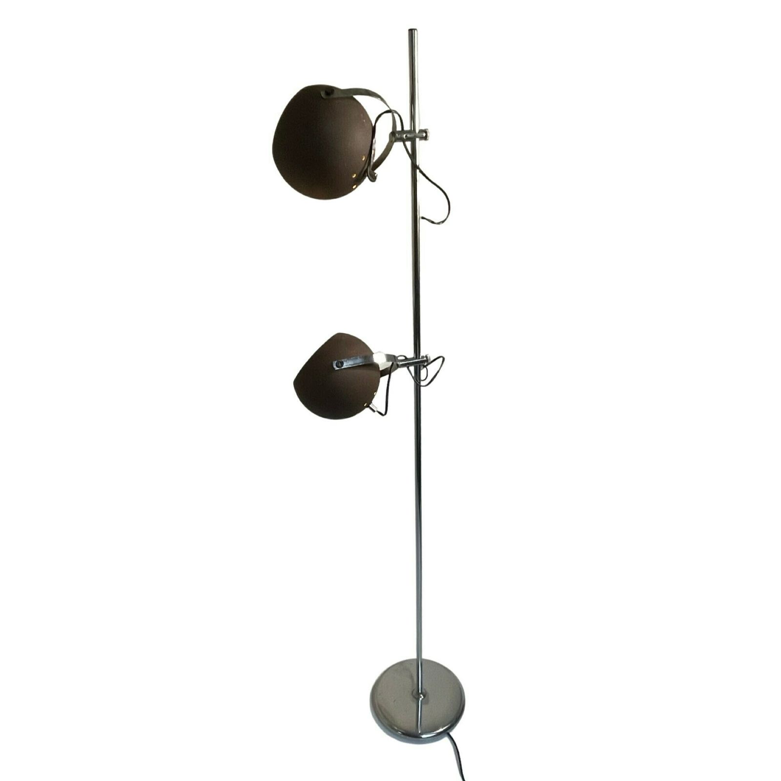 Gepo   Space Age Design / Mcm Floor Lamp With Two Shades   Brown Shades On A Chrome Base photo furniture