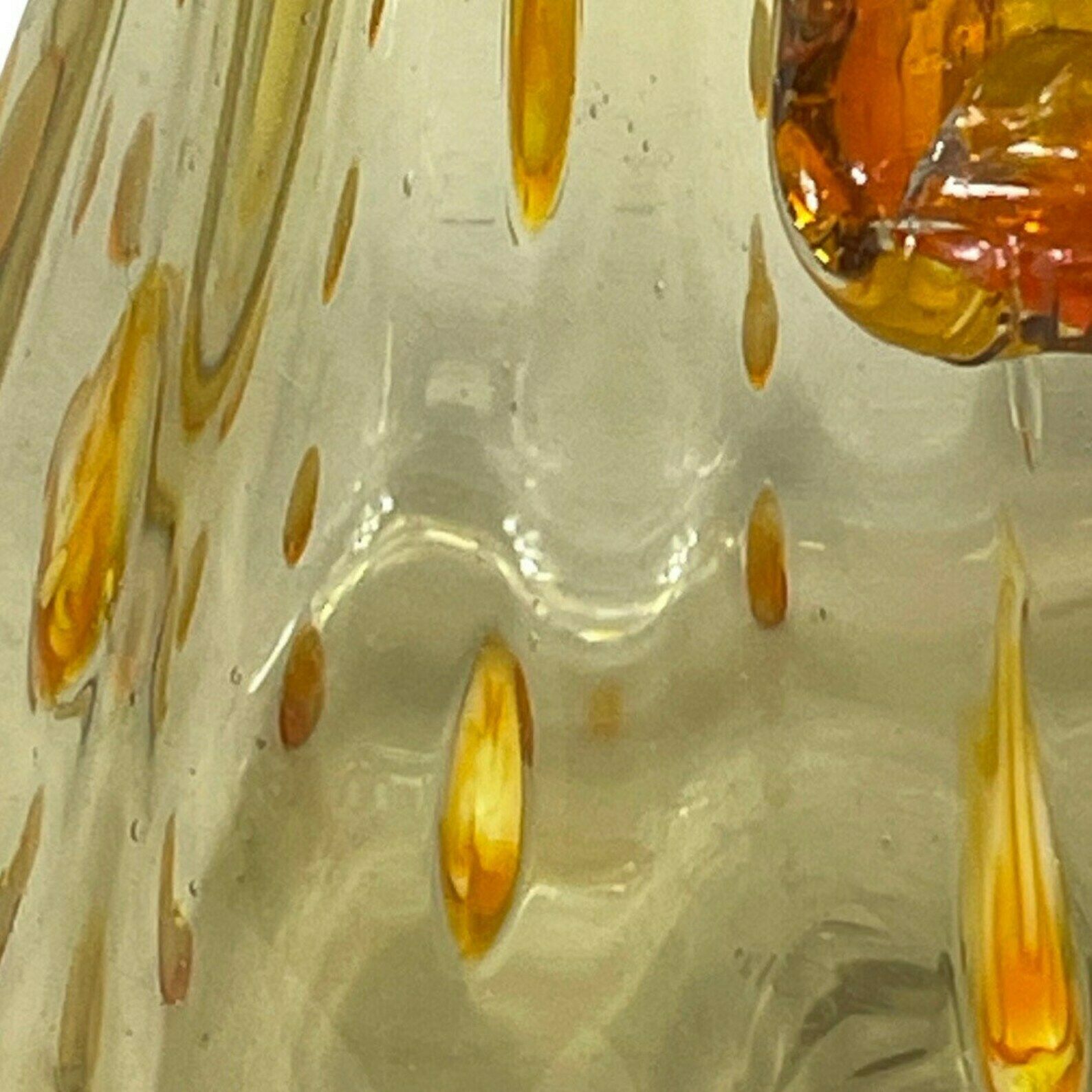 Hand Made Italian Glass Vase (Large)  Amber Colored With Yellow And Orange Details   Excellent Quality photo 147.0