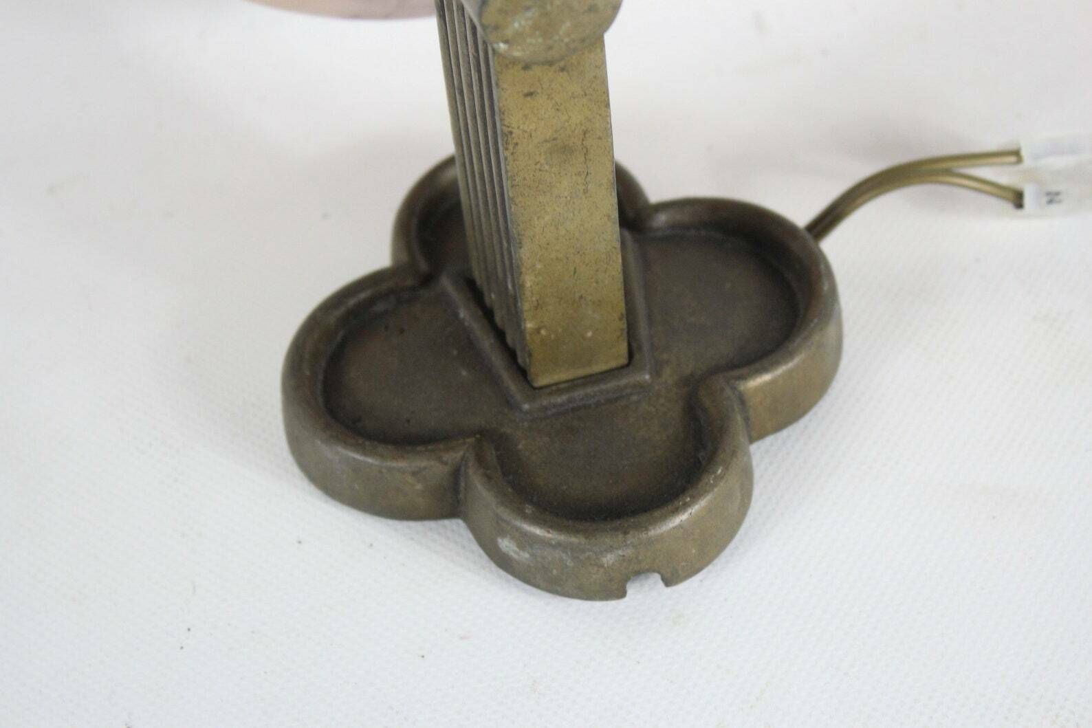 Art Deco   Wall Mounted Lamp With Marble Like Pink Glass   Brass Base photo Lighting