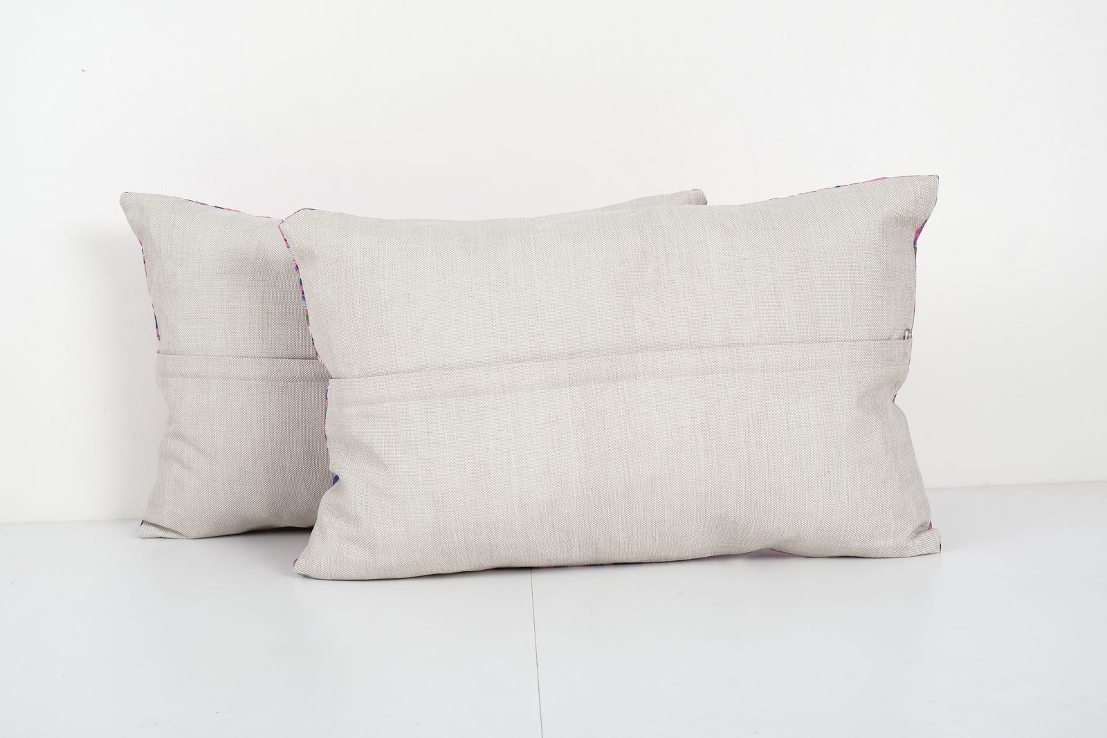 Pink Uzbek Roller Printed Pillow Cover   Set Of Two Uzbek Lumbar Cushion 14'' X 23'' photo Textiles
