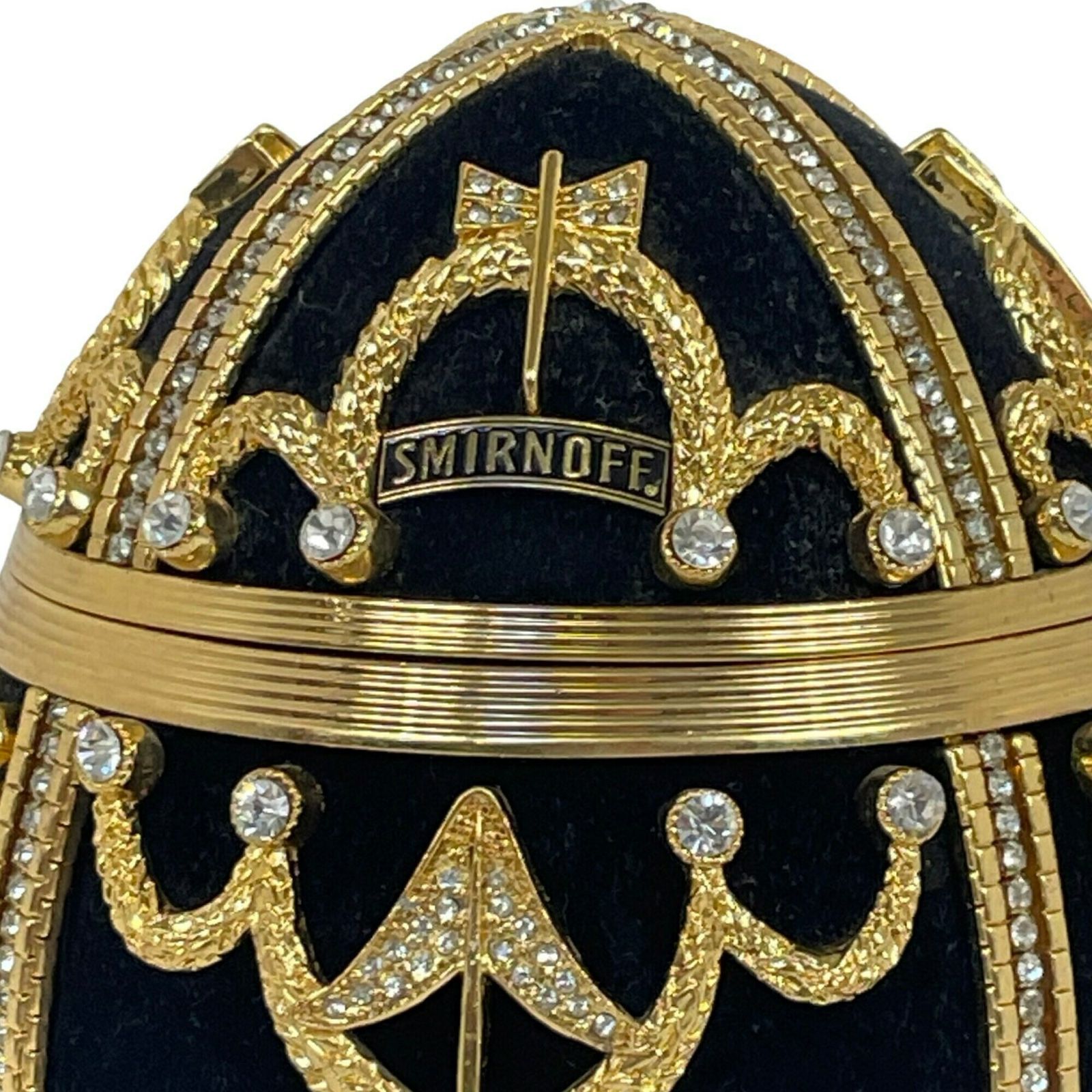 Faberge Egg   Smirnoff   Ca. 3.5kgs   Black Velvet And Crystal Inlay On Gold Colored Framework   Ice Bucket / Cooler photo vinterior