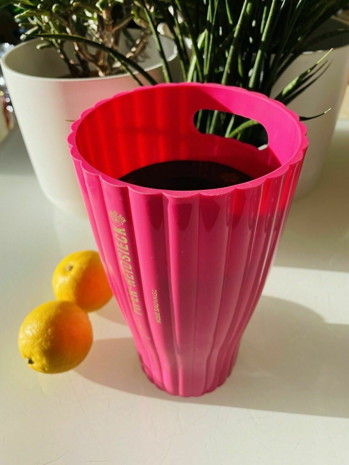 photo buy Fluted Acrylic Piper Heidsieck Champagne Ice Bucket Pink Signature Piece Rare
