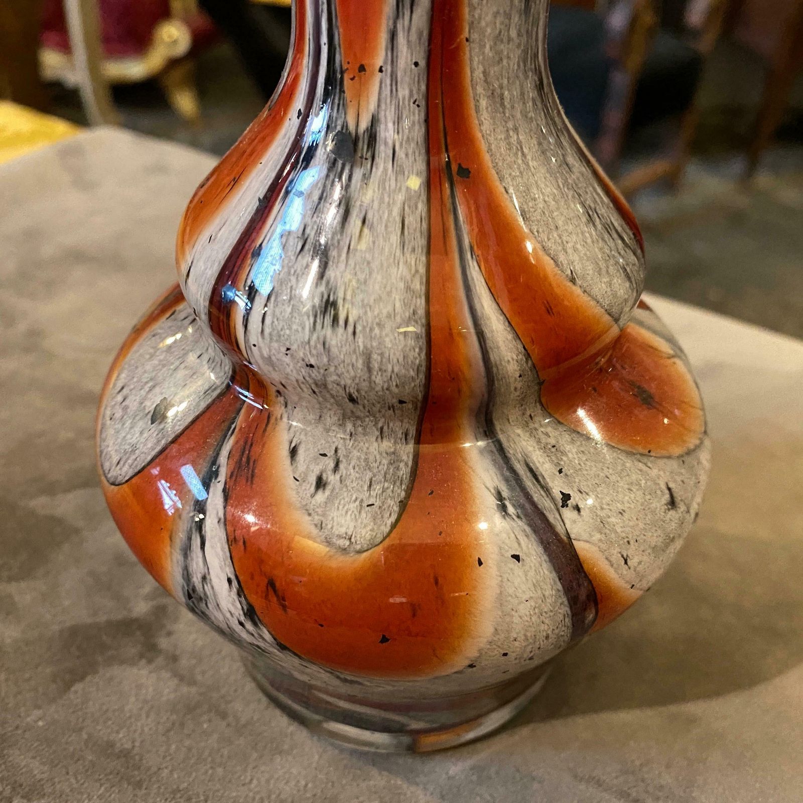 1970s Carlo Moretti Orange And Grey Opaline Glass Vase photo Home Decor